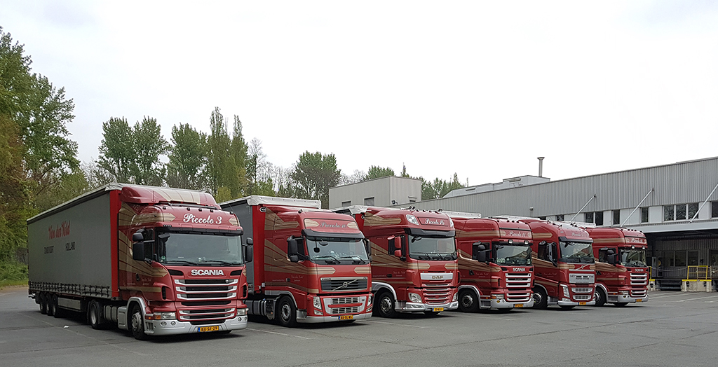 een deel van het wagenpark van Transport Van der Veld